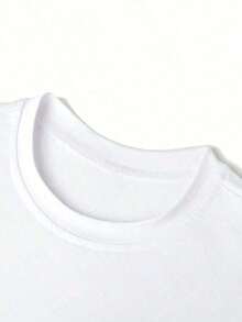 AMORE Striped Artistic Pattern Women Casual Round Neck Short Sleeve T-Shirt, Summer - 白色 - 查看 3