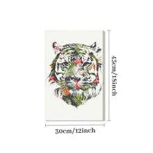 1Pc 2D Flat Printing Tropical Tiger Head, Floral Embellishments, Watercolor Illustration Style Canvas Wall Art For Living Room Wall Decor For Bedroom Bathroom Framed Wall Poster Art Prints Ready To Hang Pictures Home Decorations - 彩色 - 查看 10