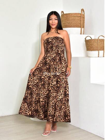 Vestido feminino longo tomara que caia com Elastex nas Costas