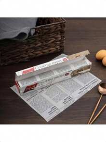 1 pudełko, papier do pieczenia z wzorem gazety w stylu vintage: papier pergaminowy powlekany silikonem do pieczenia w restauracjach, nieprzywierający, odporny na ciepło, papilotki do blach do pieczenia, papier do pakowania chleba, personalizowany, narzędzie kuchenne, papier do pakowania prezentów