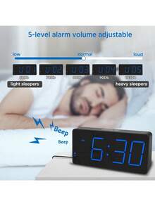 Reloj despertador digital de mesa, reloj despertador electrónico con pantalla LED para mesita de noche - Multicolor - Ver 5