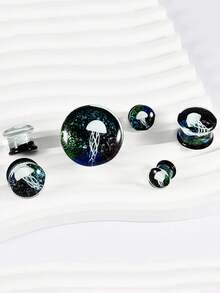 1PC Nút tai hình sứa thủy tinh loe đôi, dụng cụ đo đường hầm tai, dụng cụ mở rộng tai bằng thủy tinh, trang sức xỏ khuyên cơ thể - Như thể hiện trong hình ảnh - Xem 8