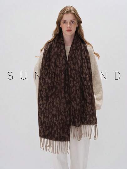 1pc Women's Leopard Print Polyester Elegant Versatile Scarf, Suitable For Autumn/Winter Daily Use