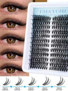 216/192 szt. puszystych, pojedynczych rzęs w kształcie litery D, kocie oko, do łączenia na lewą i prawą stronę, pojedyncze rzęsy 80/100D DIY, bardzo grube, naturalne, trwałe, ultralekkie, ultramiękkie, wielokrotnego użytku, zestaw do przedłużania rzęs, klej i uszczelniacz, pęseta do rzęs, szczoteczka do rzęs, odpowiednie dla początkujących, do użytku domowego, na co dzień, na imprezy, w podróży i na festiwale muzyczne