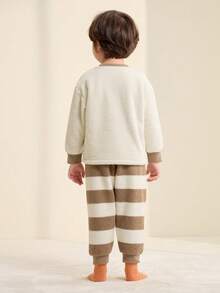 Balabala BalaOne Baby Fleece Pajama Set 2025 Winter, Warm Homewear For Boys & Girls - Brown Tone - View 3
