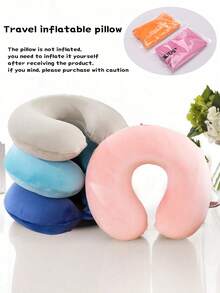 1 Almohada de viaje, Almohada de cuello, Almohada de avión, Viaje en coche, Almohada de cuello de oficina en casa, Botón a presión con funda suave, Almohada de cuello en forma de U, Almohada portátil para estudiantes y adultos, Soporta el cuello y protege la columna cervical cuando se estudia, Almohada inflable en forma de U para viajes, Almohada inflable para avión