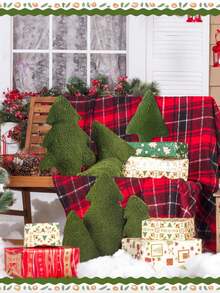 Juego de cojines con forma de árbol de Navidad, cojines decorativos con forma de árbol, cojines de sofá navideños, cojines suaves y lindos para decoración, adecuados para sofás de salas de estar, dormitorios, escenas al aire libre, etc., ideales para fiestas, reuniones, decoración del hogar al aire libre durante la Navidad. - Multicolor - Ver 5