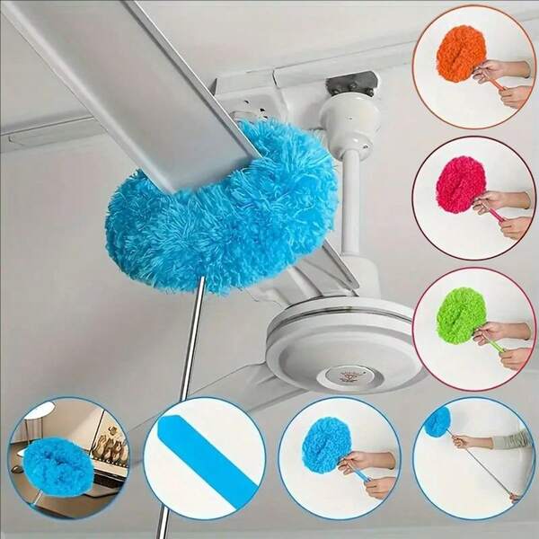قطعة واحدة من جامع الغبار لتنظيف مراوح السقف مع عصا تمديد - رأس من الميكروفيبر قابل للفك والغسيل، طرف ناعم كالريش مناسب للتنظيف الخفيف، قابل للتعديل لتصميم السقف والمراوح والأثاث والسيارات - أداة تنظيف خفيفة الوزن، هدية عيد الميلاد، جامع غبار مروحة السقف، أداة صيانة المنزل، مقبض إرجونومي، بنية متينة، فرشاة غبار، جامع غبار صغير، بناء قوي، ضروري للاستخدام المنزلي