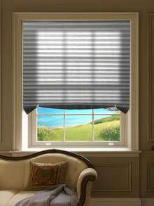 1pc Strong Self Adhesive Pleated Sunshade Blind With 2 Clips, Adjustable Room Darkening Window Blind, Roll Up & Pull Down Design, Suitable For Windows, French Doors, Living Room, Kitchen, Bathroom, Office, Sunshade For Summer, Windproof And Warm For Winter, Gifts Birthday Graduation