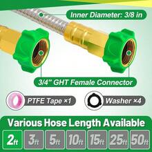 3ft Short Garden Hose With Female To Female Connector Metal Leakproof Leader Hose For Hose Reel Heavy Duty 304 Stainless Steel Flexible Hose For Outdoor Garden Watering Car Pet Cleaning - 2英尺 - 查看 5