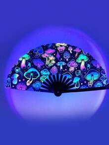 1pc Vintage Style Black Handled Double-Sided Fabric Folding Fan With Chinese Dragon Ink Painting Design - Black - View 3