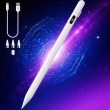 Stylish Design Black Smart Stylus, Suitable For All Touchscreen Devices, High-Precision Nib, Ergonomic Grip, Power Display, Suitable For Students And Professionals, Digital Painting, Note-Taking, Smooth Writing, Stylus, Stylus For All Devices, Tablet Stylus, Smartphone Pen, Stylus For All Devices - 替換頭(5件裝) - 查看 6