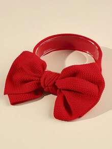 1 件婴儿头带，带柔软蝴蝶结，适合聚会和郊游 - 紅色 - 查看 2