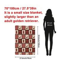 Christmas1pc Gingerbread Man, Little Deer, Snowflakes, Red Plaid Flannel Blanket,280gsm, Retro Patchwork Style Throw Blankets, Blanket For Bed, Tapestry,Rug, Suitable For Home Decor,The Four Seasons, Bedroom Decor, Room Decoration Stuff, Living Room Decor, Picnic Blanket, Best Friend Gifts, Bed.