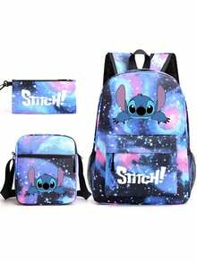 3D打印星空动画儿童铅笔袋背包单肩包三件套，适合开学季；大容量化妆品收纳包，可装口红、化妆刷、护肤品、手机、零钱、小物件等，居家、送礼、度假、节日（万圣节、圣诞节等）多功能用途 - 彩色 - 查看 13