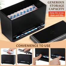 UKCOCO Caja Dispensadora Automática para Popotes Tipo Push Práctica y Duradera para Tiendas de con Leche y Cafés Contenedor Higiénico Almacenamiento de Pipetas - Marrn - Ver 4