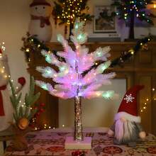 1pc White LED Christmas Tree Light, Christmas Tree Decoration Light, With Red Round Balls, Candy And Cane Pendants, Warm White And Colorful Luminous Indoor Tree Decoration, Suitable For Bedroom, Living Room, Wedding, Holiday, Christmas, Party Decoration, Christmas Tree And Christmas Home Decoration, Fairy Light Christmas Tree Light - Multicolor - View 2