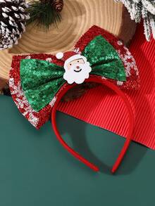 1pc/2pcs Women's Christmas Headband With Glittery Double Bow, Santa Claus & Christmas Tree Design, Suitable For Party, Christmas, Holiday Decoration ,Beauty ,Hair Band ,Diadema ,Hair Hoop