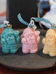 Suministros de decoración navideña DIY - Molde de vela de 3D Papá Noel con sombrero y campana, vela de cera, jabón, molde de vela de aromaterapia