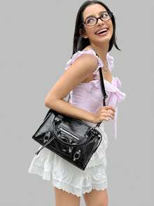 DareSee 1件装 女士椭圆形小框个性化街头风凹面透明眼镜 透明眼镜配件 女士眼镜配件 撞色波西米亚风 度假风 音乐节 千禧年 返校季 秋季 圣诞节 冬季 圣诞礼物