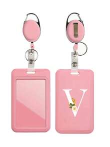 Pink Id Card Holder With Pink Retractable Scroll Clip, Anti Theft Card Sleeve,Pink Thumb Slot Hard Plastic Card Protector, Expandable Id Card Holder, Medical Insurance Protector, Waterproof Medical/Card/Social Security Card Protector, Bus Card Holder, Meal Card Storage,Provides Great Convenience For Your Daily Life And Office. It Is Ideal For Workers,