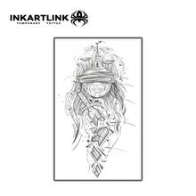 INKARTLINK 天秤座正义女神渐变纹身，欧式风格，防水持久1-2周，假纹身，逼真纹身，几何图案，果汁纹身，植物纹身 - 黑色 - 查看 3