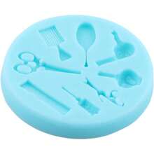Scissors Hair Tools Fondant Silicone Molds Cake Decoration Cupcake Topper Chocolate Candy Gum Paste Polymer Clay - Style a - View 3