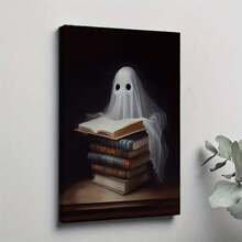 1PC Framed 30*40cm(12*16inch)Or40*60cm(16*24inch) Fun White Ghost Dark Academy Halloween Horror Retro Posters Prints Canvas Painting Wall Art Picture Living Room Home Decor (16)