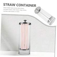 Mikikit Dispensador de Popotes de Vidrio Contenedor de Almacenamiento para Popotes Organizador de Utensilios de Cocina Diseño Compacto y Elegante para Bebidas y de - Transparente - Ver 2