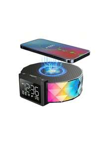 1 Pezzo Sveglia con Ricarica senza fili Veloce 15W, Sveglia Digitale con Altoparlante, Lampada da Notte per Camera da Letto, Luce Notturna RGB a 5 Colori, Modalità Snooze, Sveglie per Camera da Letto, Lampada da Comodino, Lampada Decorativa da Scrivania, Regali Creativi, Camera da Letto, Stagione Scolastica, Uffici (NB: La Funzione di Ricarica senza fili Supporta Solo Prodotti Compatibili con la Ricarica senza fili)