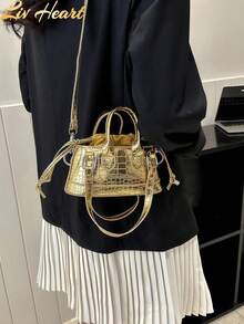[US-Based Shipping]Niche Design Mini Bags, New Minimalist Handbags, Casual Commuter Crossbody Bags For Women,  Textured Bags, Mini Tote Bags, Crocodile-Patterned Versatile Shoulder Bags, Sleek Minimalist Clutches, Fashionable Crossbody Bags, Mini Handheld Shoulder Bag With Underarm Fit, Niche Design Crossbody Bag, Adorable Lipstick-Shaped Coin Purse, Perfect For Christmas, Valentine's Day, And New Year's - Vàng - Xem 3