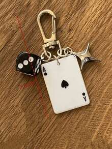 1pc Unisex New Creative Cartoon Dice Keychain Acrylic Playing Card Pendant Fashion Personalized Bag Charm Backpack Decor Keychain For Bag Car Accessories For Women 44PX - 多色 3 - 查看 3