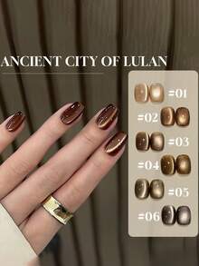 10毫升 1支 秋冬热销美白棕咖啡玻璃珠磁性猫眼凝胶指甲油，适用于黑色、棕色、红色、琥珀色、香槟色指甲，金色猫眼美甲凝胶，法式美甲，沙龙级美甲，2025圣诞风格 - 彩色 - 查看 6