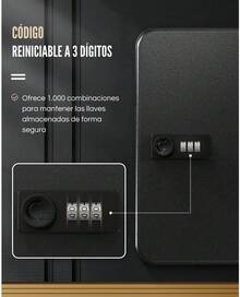 porta llaves de pared Timotech Organizador de Llaves, Caja de  para Llaves de Acero Inoxidable de 28 Posiciones con Cerradura de Combinación Reiniciable, Caja de Almacenamiento de  Digital, Porta Llaves - 1 - Ver 3