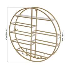 LianDu-US Gold Round Wine Rack, Wall Mounted Wine Display Rack, Wine Shelf With Glass Holder And 4 Expansion Screws For Living Rooms, Restaurants, Offices, Corridors, 23.62*4.33in - Gold - View 11