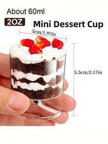 2oz Or 5oz Mini Dessert Cups, Clear Glass Cups, Mini Ice Cream Cake Dessert Cups, Profiterole Appetizer Cups, Mousse Cups, Cake Molds, Suitable For Party, Wedding, Birthday Tasting Cups - Transparent - View 8