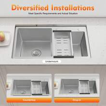 Double Bowl Stainless Steel Drop-In Kitchen Sink Dishwasher Vegetable Sink Home - Default - View 4