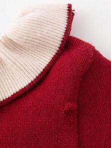 1 Stück süßes und niedliches Mädchen Kleid mit roter Schleife Dekoration und Langarm, Pulloverkleid