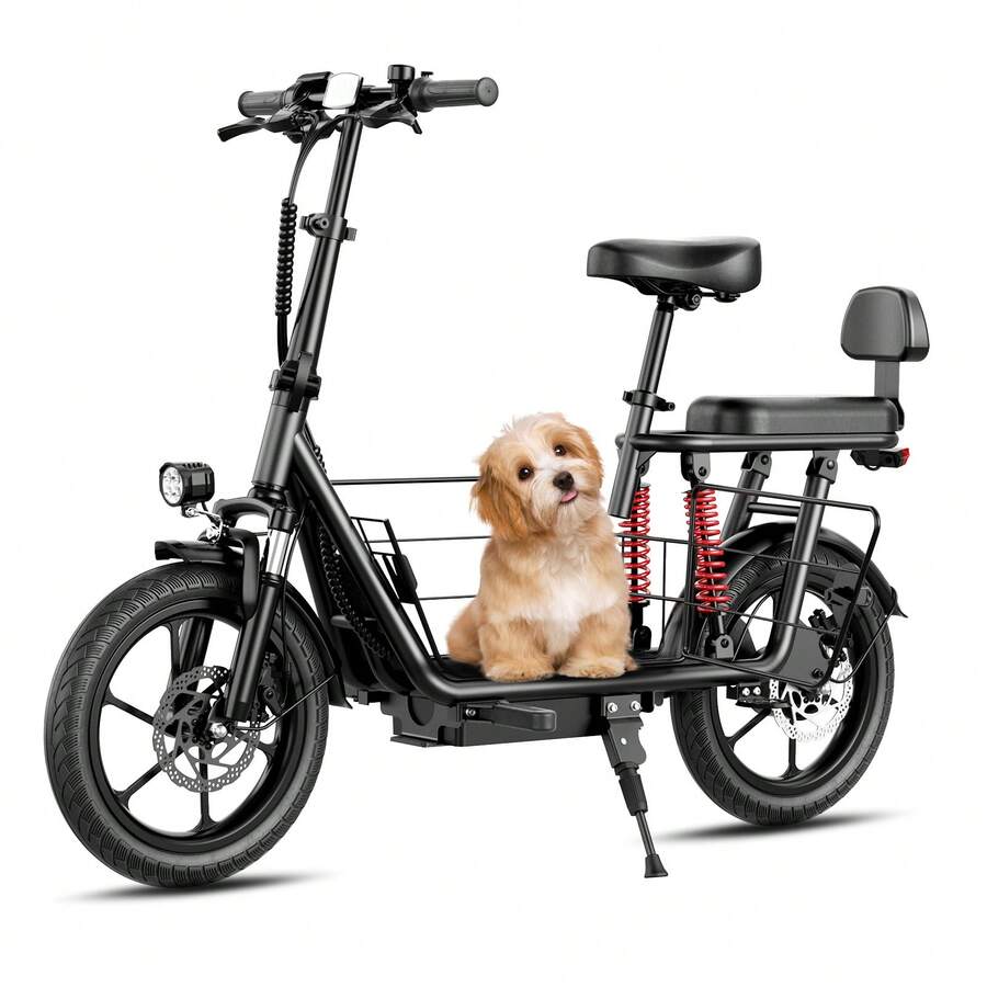 WIND HORSE 16" Electric Scooter With Seat And Basket, 20MPH & 40 Miles Range, 48V 13.5Ah Battery, Dual Suspension & Brakes, 3 Speed, Cruise Control, 819W Peak Motor Folding E Scooters For Adults Pets 330LBS