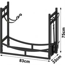 AMOS Large Wide Firewood Stand Log Rack Holder With 4 Piece Fireplace Tools Set Black With Removable Kindling Holder.For Indoor And Outdoor Use - Default - View 6