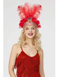 1 pieza Diadema de fascinador de Halloween con plumas, tocado de plumas y lentejuelas para mujer para carnaval, fiesta de disfraces, Cosplay, Vegas Showgirl, accesorios de Halloween, bufanda de invierno cálida, diademas para el cabello, bandanas de invierno, accesorios para el cabello de mujer