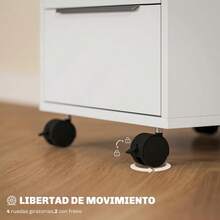 HOMCOM Cajonera de Escritorio con 3 Cajones Cajonera de Oficina con Ruedas Cerradura y 2 Llaves Archivador Móvil para Estudio Salón 40x40x63,5 cm Blanco y Roble