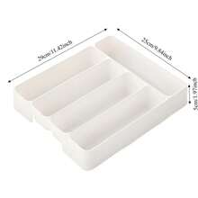 Kitchen Drawer Organizer Adjustable Divider Storage Box Utensils Cutlery Knife Fork Spoon Chopsticks Cabinet Built In Tray - 白色 L - 查看 12
