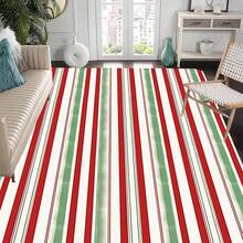 1/2/3 piezas Alfombras de cocina a rayas sencillas de Navidad - Diseño a rayas exquisito en rojo, verde y blanco - Decoración navideña, alfombra de cocina, felpudo, juego de alfombras para dormitorio y cocina, entrada, comedor, sala de estar, regalo - Multicolor - Ver 14