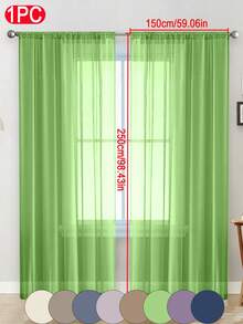 1件纯色薄纱窗帘，现代风格，轻盈透气，保护隐私，适用于卧室、书房、客厅、阳台等场所。100%涤纶薄纱面料，透明轻薄，适用于客厅、阳台及其他窗户装饰，提升房间格调。 - 彩色 - 查看 36