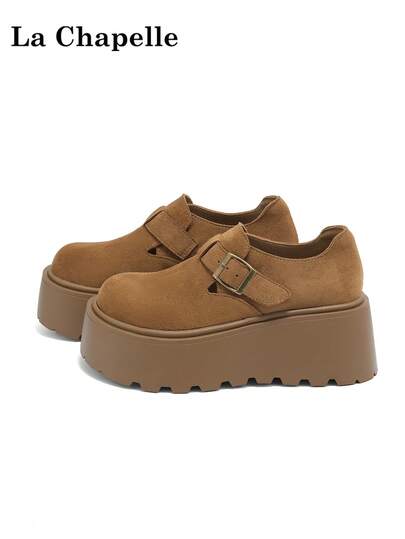 1 Paio di Scarpe casual da donna La Chapelle con suola spessa e fondo morbido, scarpe basse da esterno, punta tonda con tacco basso, colore unito, eleganti, adatte per studenti, foto di laurea, scarpe basse, sneaker in pelle basse da donna