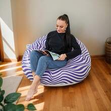 大型充气懒人沙发椅，豆袋沙发，榻榻米客厅用品 - 彩色 - 查看 8