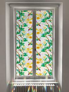 1 rouleau de film de confidentialité pour fenêtre arc-en-ciel, film de verre 3D à motif floral et colibri, autocollant décoratif pour fenêtre en vinyle, décalcomanie statique pour fenêtre, film pour fenêtre amovible sans adhésif, film de confidentialité pour salle de bain, autocollant occultant pour fenêtre, convient pour une utilisation domestique. Film de verre coloré statique pour isolation thermique des fenêtres, décalcomanie arc-en-ciel pour fenêtre, sans dommage pour les locataires