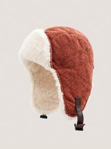 1pc Winter Ski Hat, Fleece Lined Windproof Earflap Cap, Warm Cycling Beanie For Men, Northeastern Cold-Proof Hat