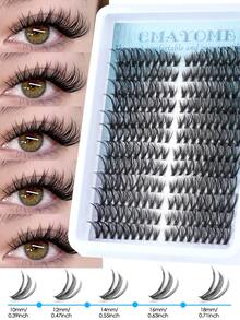 216/192 szt. puszystych, pojedynczych rzęs w kształcie litery D, kocie oko, do łączenia na lewą i prawą stronę, pojedyncze rzęsy 80/100D DIY, bardzo grube, naturalne, trwałe, ultralekkie, ultramiękkie, wielokrotnego użytku, zestaw do przedłużania rzęs, klej i uszczelniacz, pęseta do rzęs, szczoteczka do rzęs, odpowiednie dla początkujących, do użytku domowego, na co dzień, na imprezy, w podróży i na festiwale muzyczne
